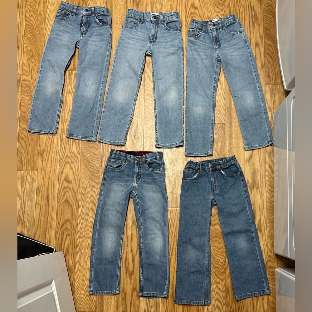 Boys Jeans Bundle:3 Wrangler, 1 Levi’s 514, 1 Carhartt, Size 6 Reg, Adjust,Excel